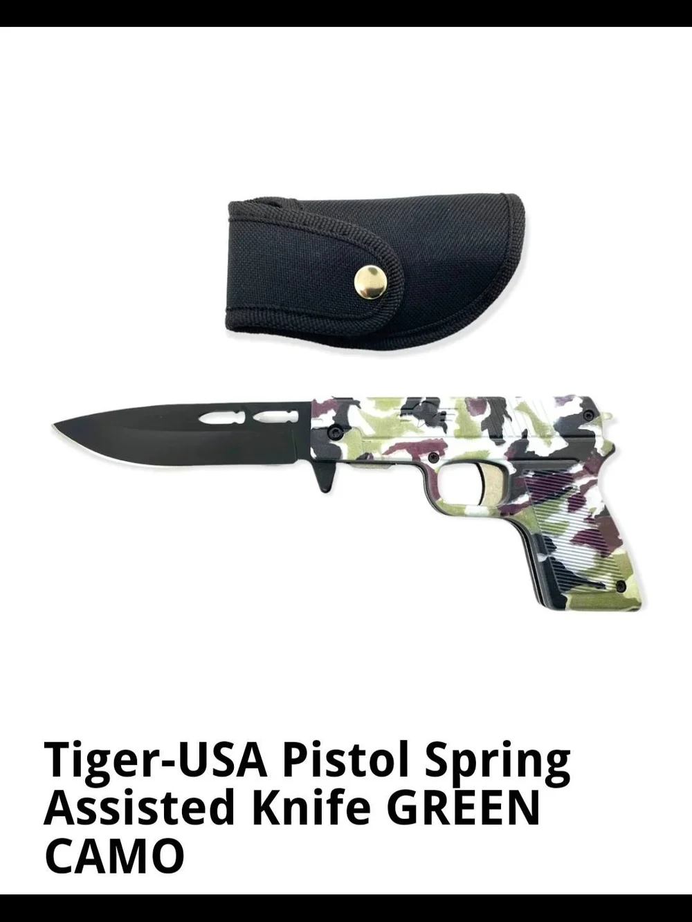 Brown Snake Skin Pistol-Style Spring Assisted Knife 1 Each